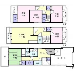 ５ＬＤＫ＋車庫、木造、トイレ２ヶ所、太陽光発電、エコキュート